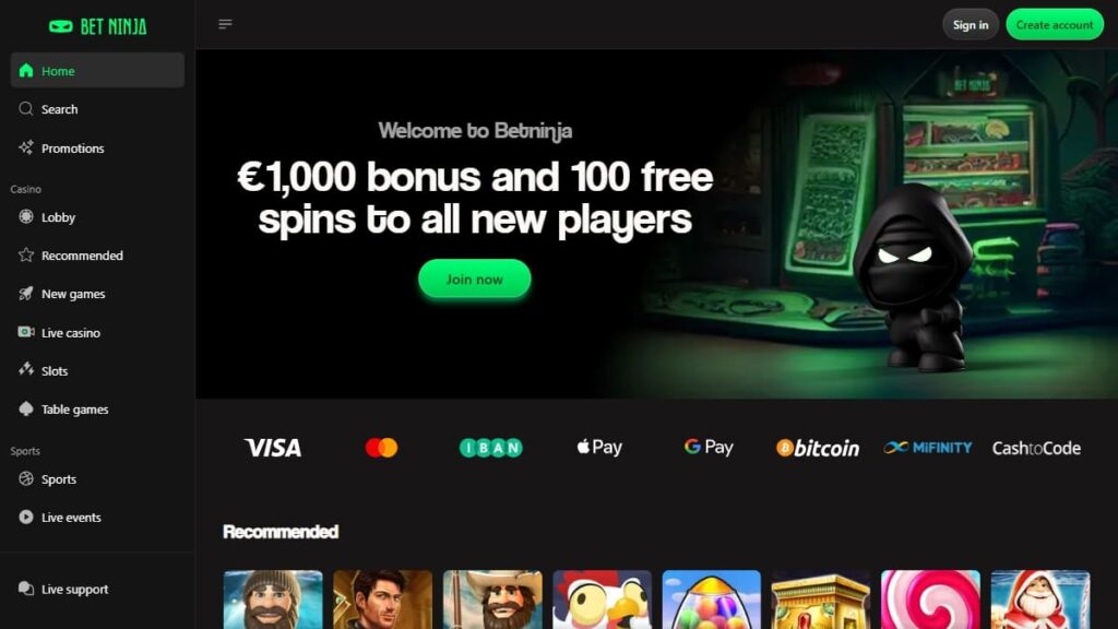 homepage van nederlands online casino betninja