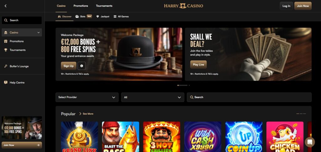 screenshot van harry casino nederland